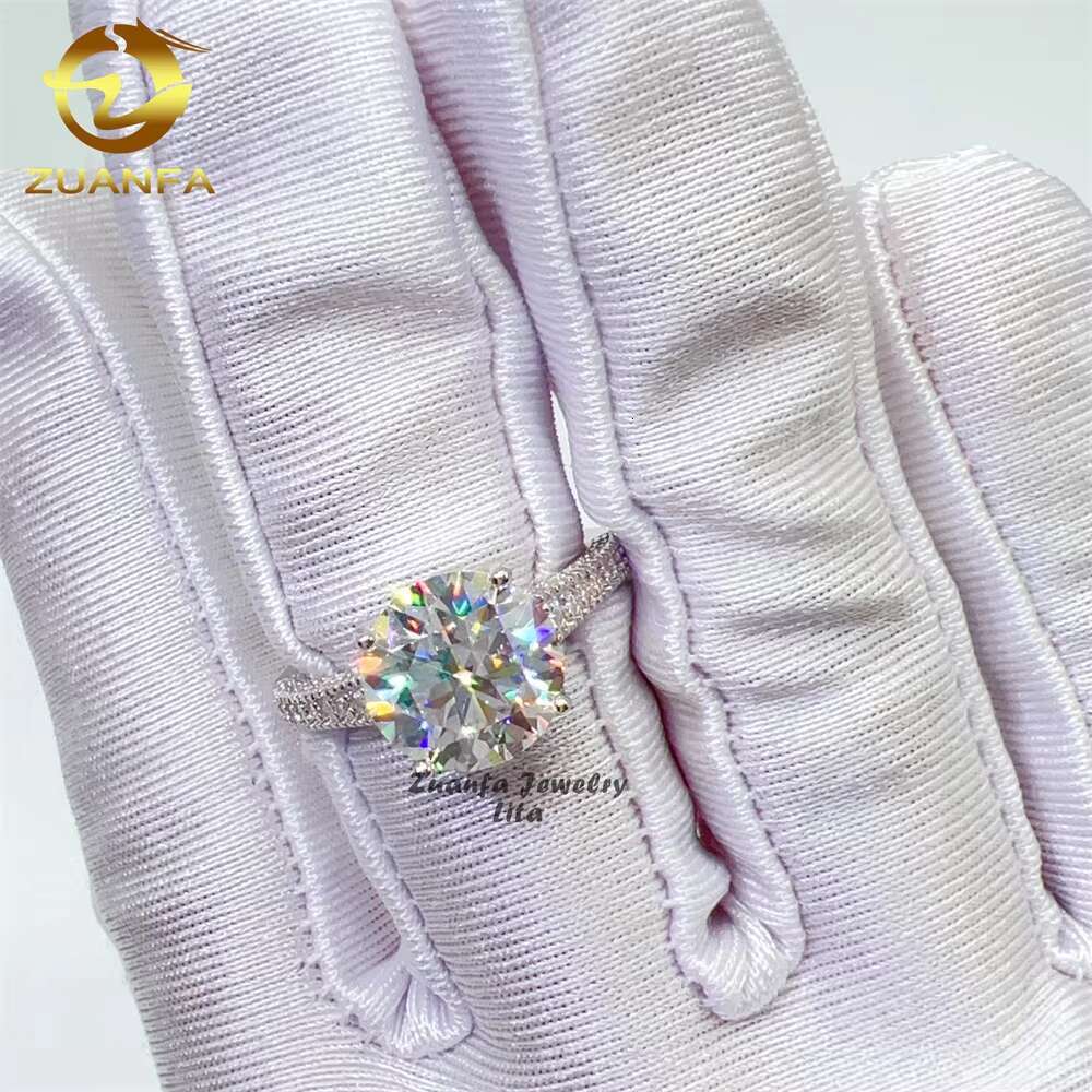 Luxury Vvs Diamond Women Wedding Ring 925 Silver Round 4ct Moissanite Engagement Ring
