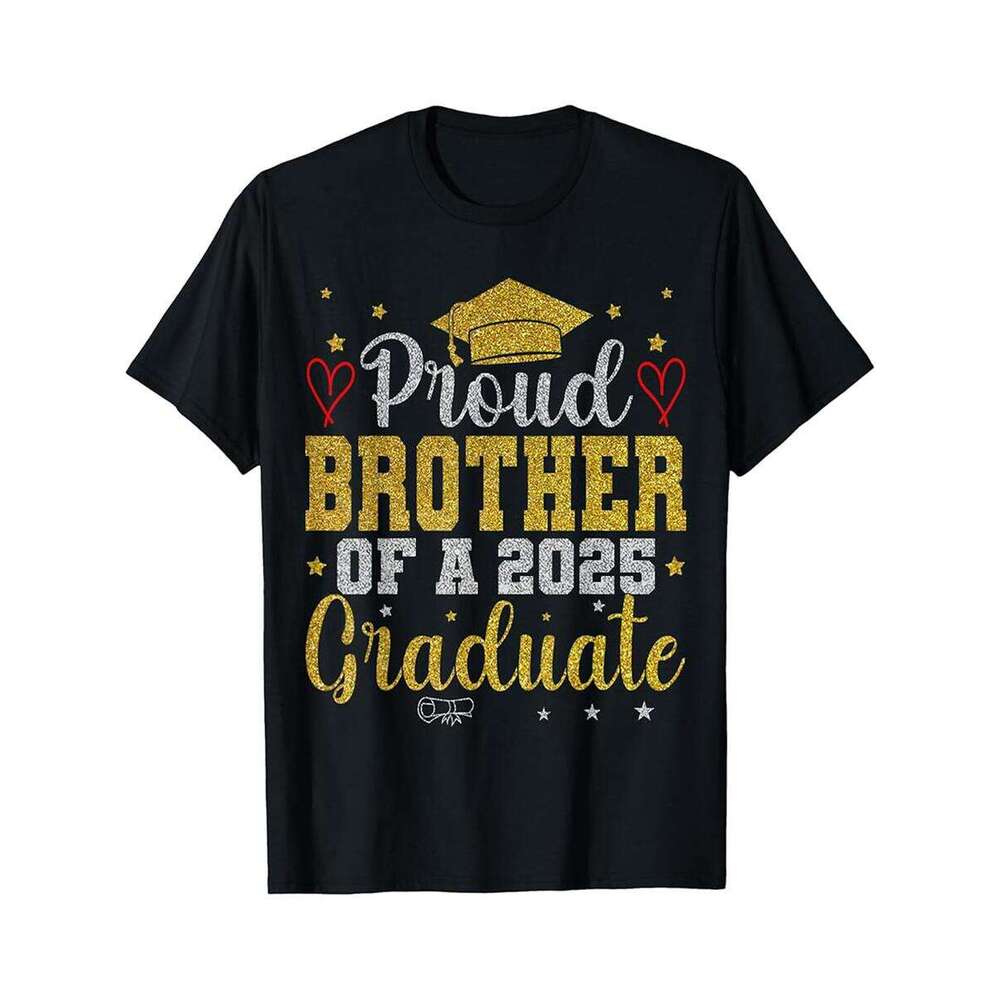 Designer T shirt Proud Brother of a 2025 Graduate Class Of 2025 Graduation - 220g Tshits