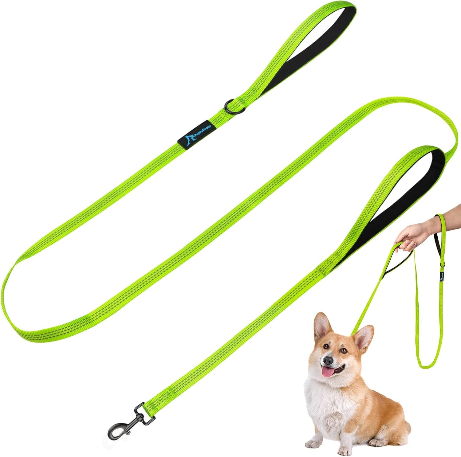 PuppyDoggy 6FT Reflective Dog Leash for Large Medium Dogs Heavy Duty Training Lead with 2 Padded Handles for Running Walking Pet Leash Orange 1 Pack