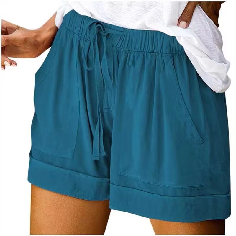 2025 New Designer Shorts Casual Women Summer New European Version High Waisted Lace Up Loose Wide Leg Shorts