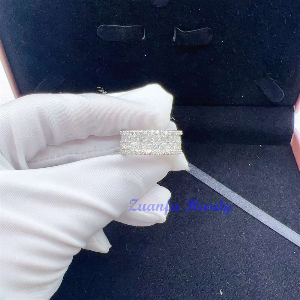 Luxury Moissanite Rings Iced Out White Gold Plated 925 Silver Man Diamond Ring Hip Hop Silver Moissanite Ring