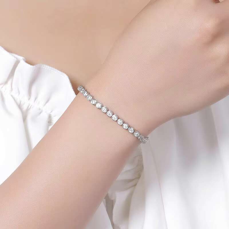 3mm10 Points Bubble Diamond Bracelet Womens Sterling Silver Ins Special-Interest Design Simple Tennis Bracelet