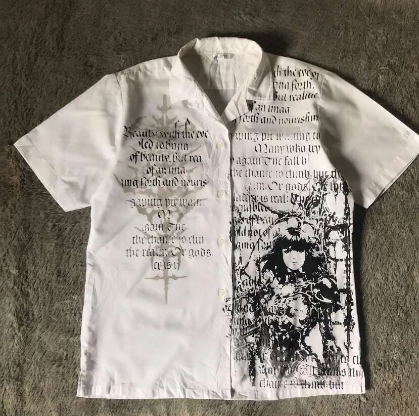 Summer new punk classic black printed short shirt for men y2k retro design college style couple half sleeved T-shirt