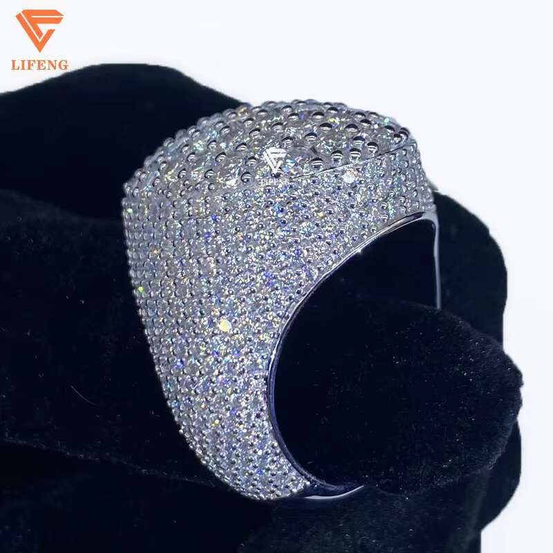 Lifeng Luxury Fully Diamond Ring VVS Moissanite White Gold Oval Shape Wedding Engagement Party Ring Women Made Sterling Silver