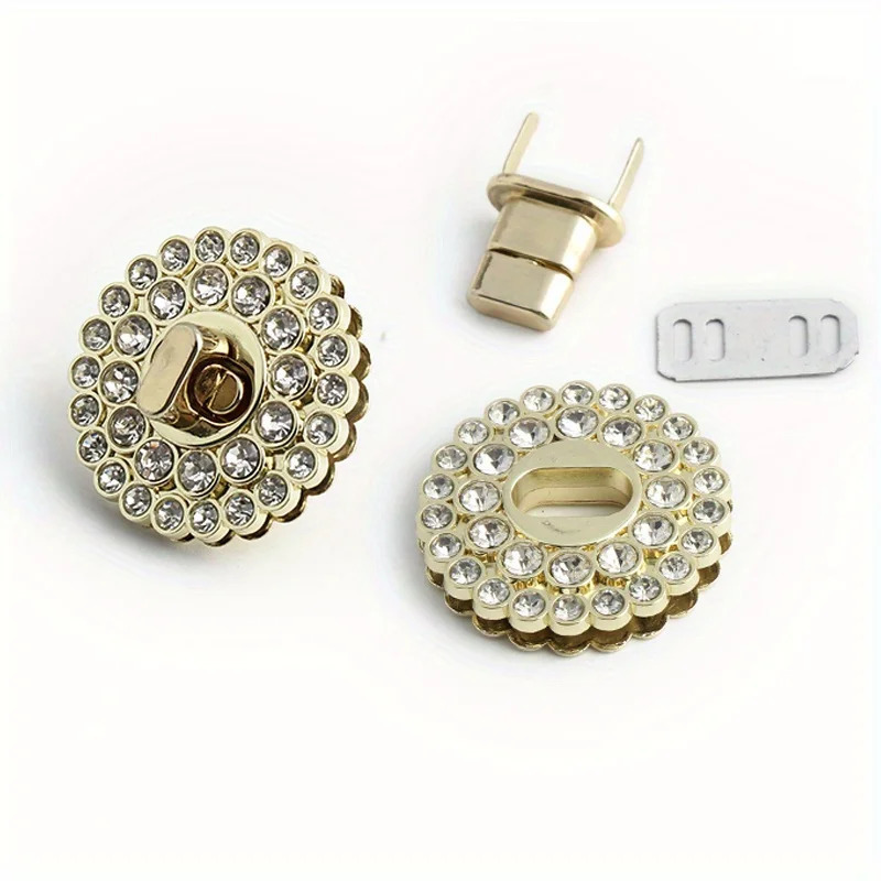 1 piece of 4color 39cm circular decorative diamond rotating lock bag twisted DIY handbag making accessories 250408