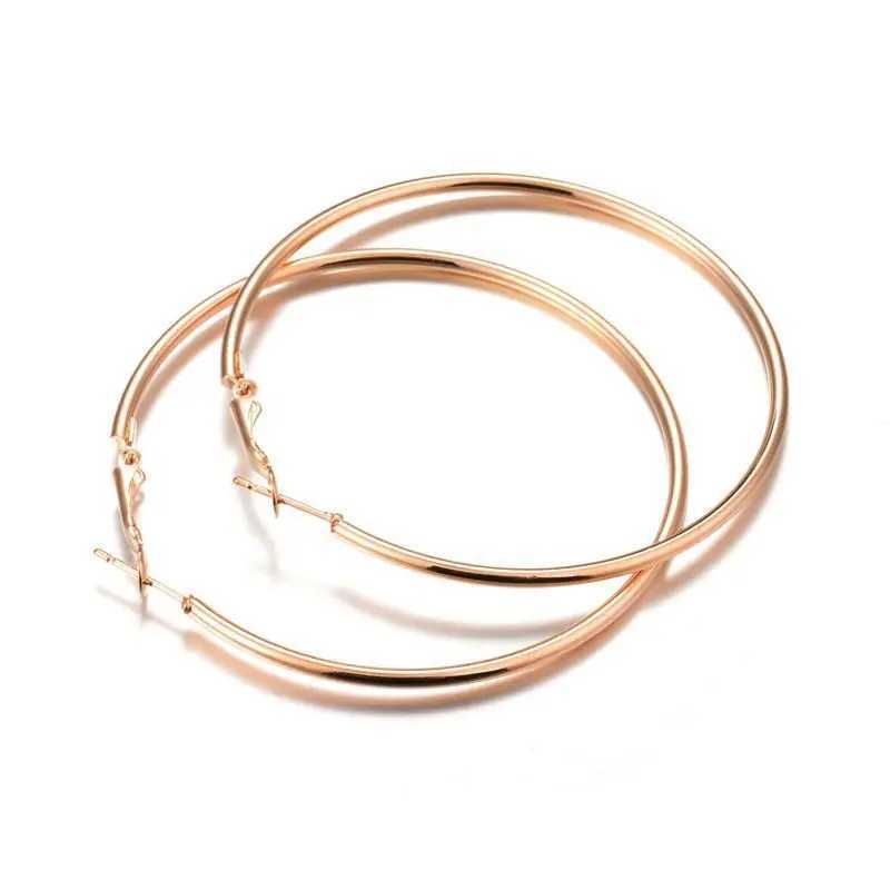4.5.6CM Big Round Hoop Earring for Women Exaggerate Smooth Metal Rock Simple Personality Jewelry Accessories Brincos Orejeras Z250408