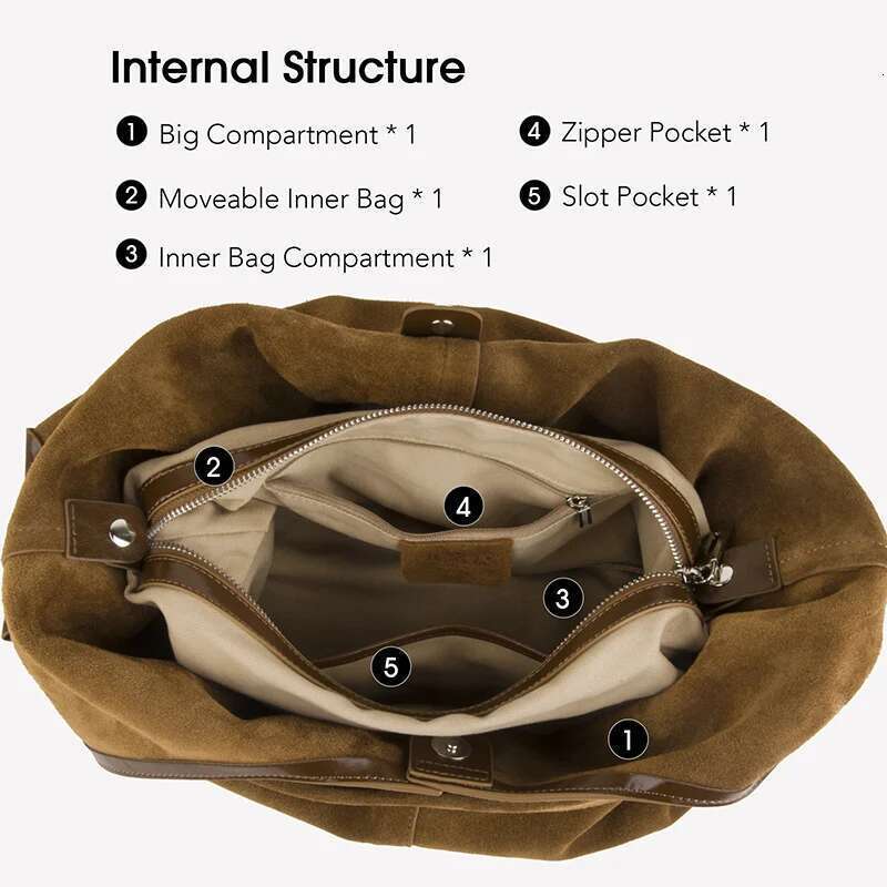 Donna-In Genuine Suede Hobo Shoulder Bag Natural Cow Leather Large Crescent Casual Tote Bags Fashion Commute