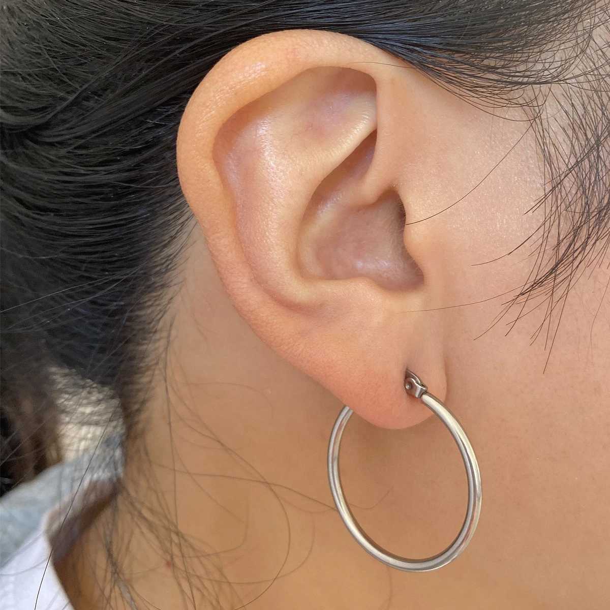 Stainless Steel Big Womens 20mm to 90mm Smooth Circle Hoop Earrings Exaggerated Statement Large Hoops Ear Round Loop Ring Z250408