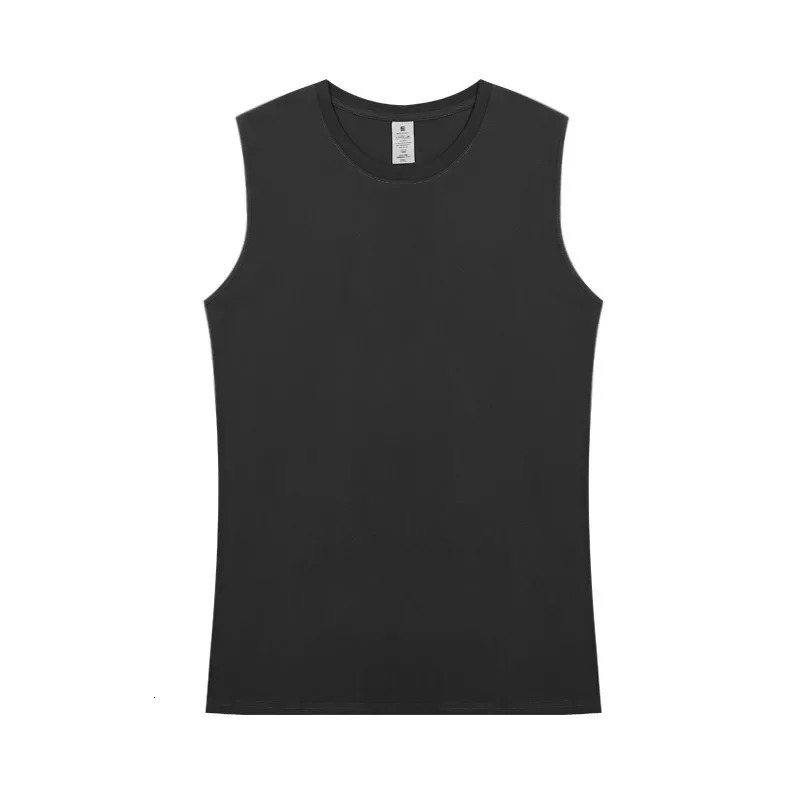 Mens sleeveless vest 230g heavyduty pure cotton round neck top for casual fitness and sports 250409