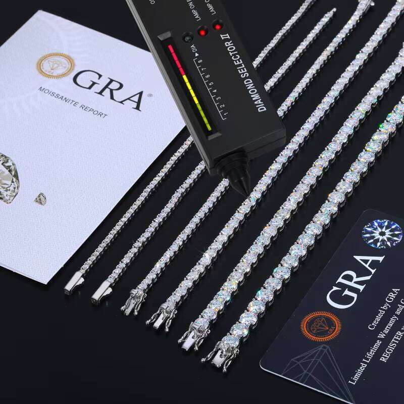 High Quality Hip Hop Jewelry 2mm-6mm 925 Sterling Silver VVS Moissanite Diamond Cluster Men and Women Tennis Chain Necklace