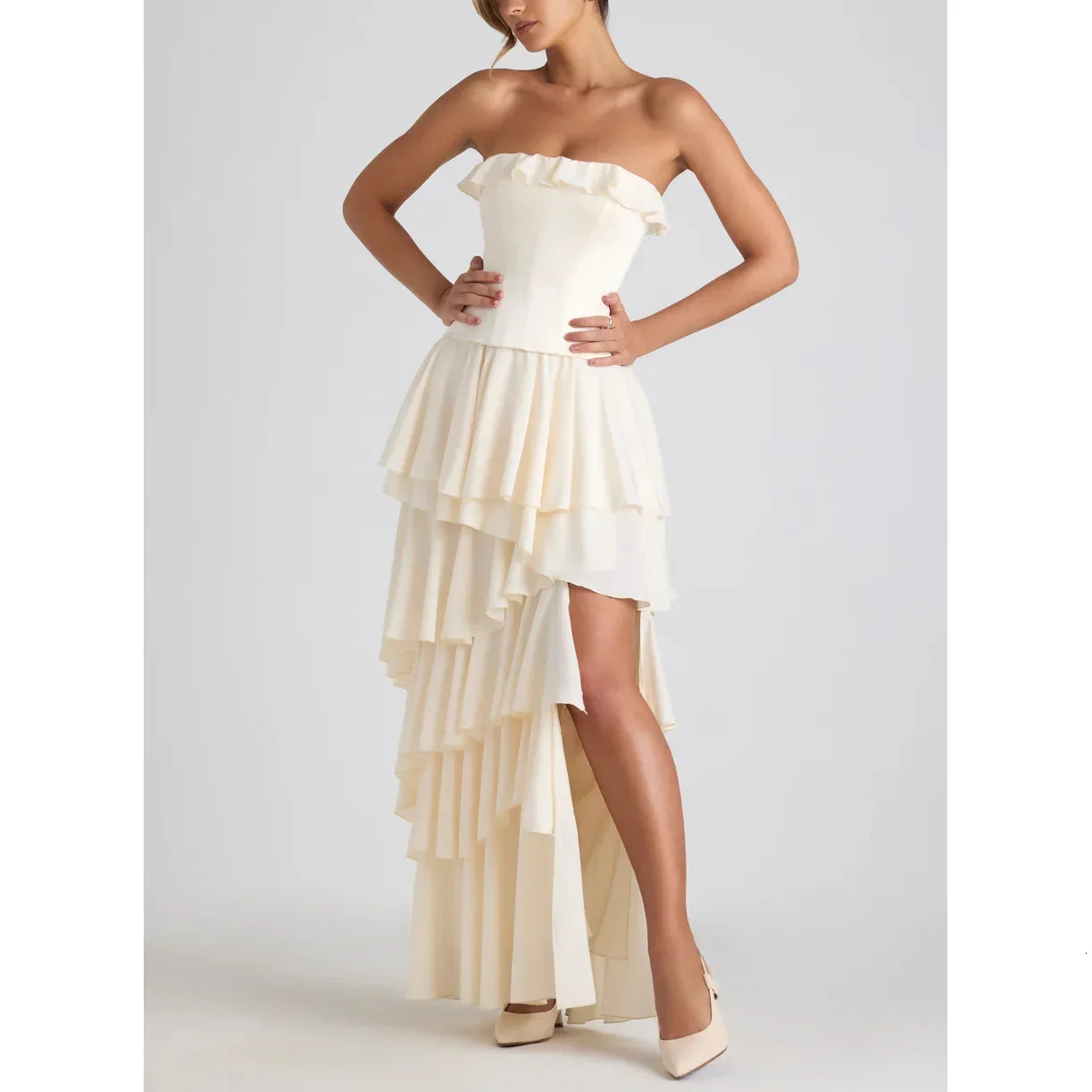Sexy Shoulder Strapless Elegant Womens Fashion European and American Inspiration 250409