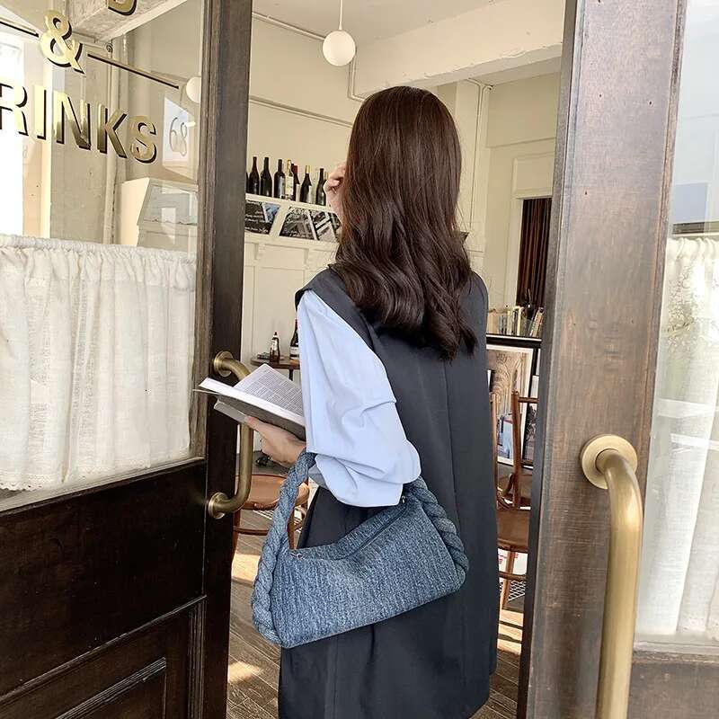 Fashion Denim Women Shoulder Bag Female Handbag Blue Jeans Cotton Woven Tote Designer Bags Crossbody Purse