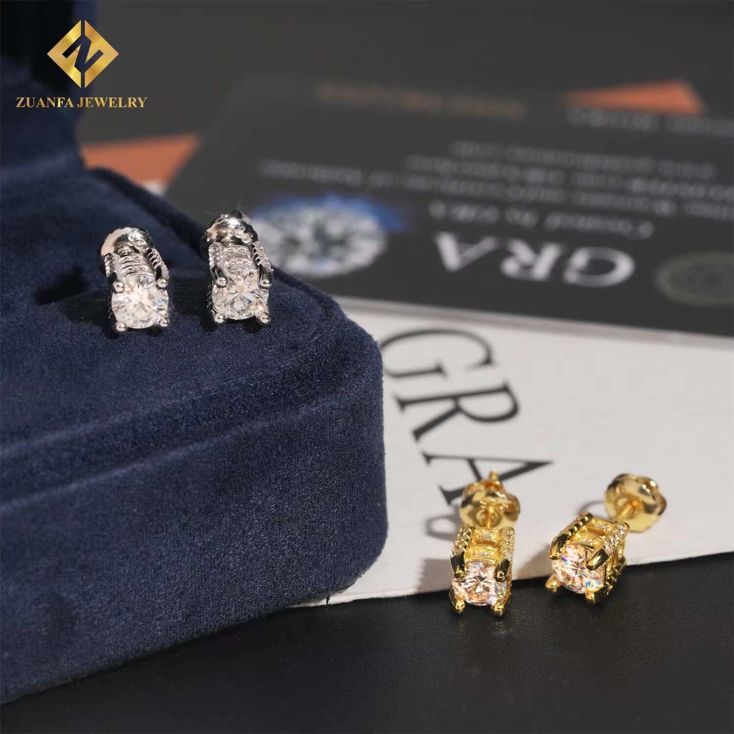Pass Diamond Tester Ear Studs 5mm VVS Moissanite Diamond 4 Prong 925 Silver Screw Back Hip Hop Jewelry Iced Out Earrings