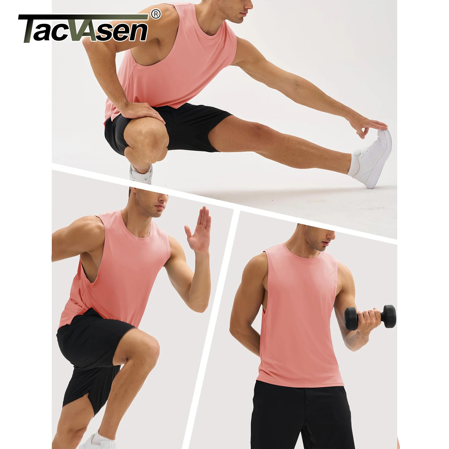 TACVASEN summer sports vest mens quick drying lightweight sleeveless shirt fitness muscle Tshirt running 250409