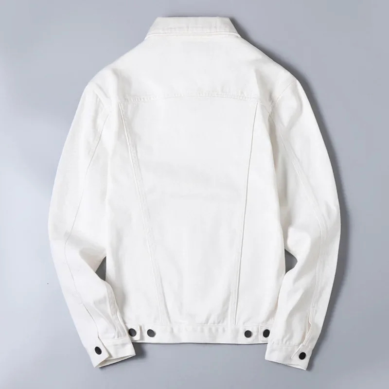 Spring and Autumn White Denim Jacket for Mens Casual Trend Korean Fashion Work Clothes Top 250409