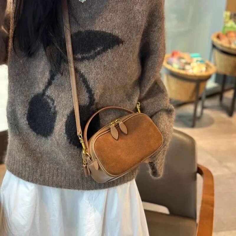 Woman Cowhide Genuine Leather Shoulder Ladies Quality Nubuck Handbag Female Fashion Design Crossbody Bag Women
