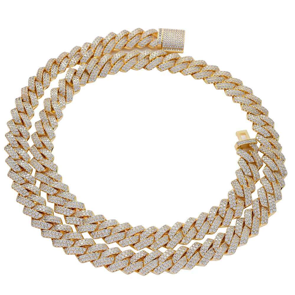 13mm Box Buckle Chain Necklace Rap All Zirconia Men's Cuban Bracelet Hip Hop Jewelry