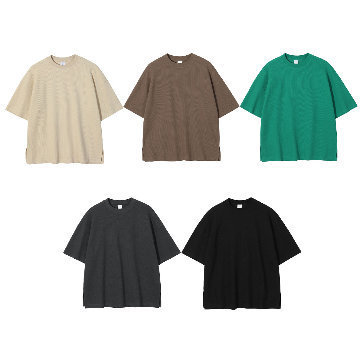 2025 Spring/Summer New Product Breathable Waffle 260g Men's High Street Casual Loose Short Sleeve T-shirt Men