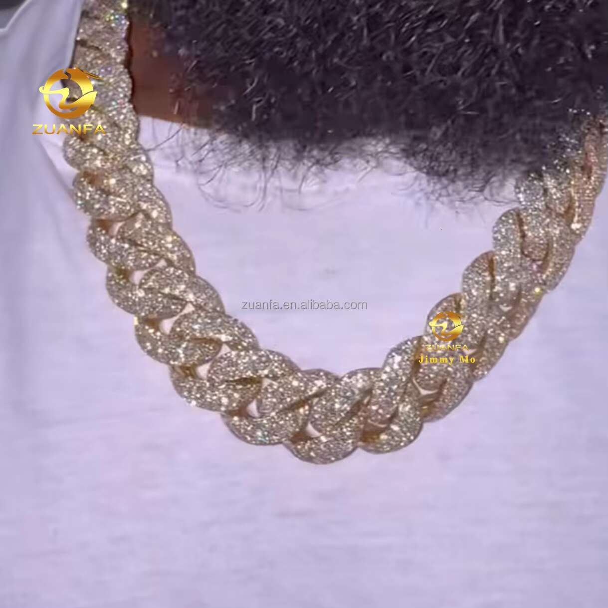 Custom Made Luxury Heavy 925 Solid Silver 18mm Big Guy Rapper Jewelry Iced Out Hip Hop Moissanite Miami Cuban Link Chain
