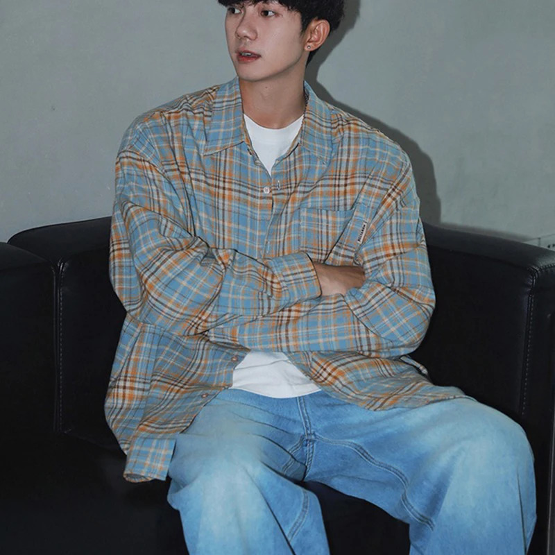 Japans Autumn Classic Plain Casual Loose Shirt South Koreas Y2K Street Clothing High end Fashion Collar Pocket Top Aesthetic Fashion 250408