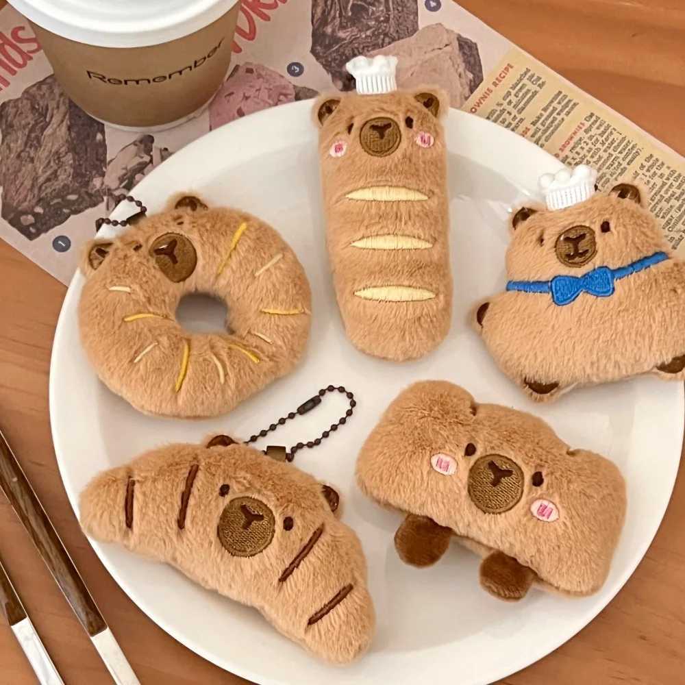 Creative food dolphin pendant girl cartoon doll pendant plush food toy doll bread Cybara pendantXJ250409