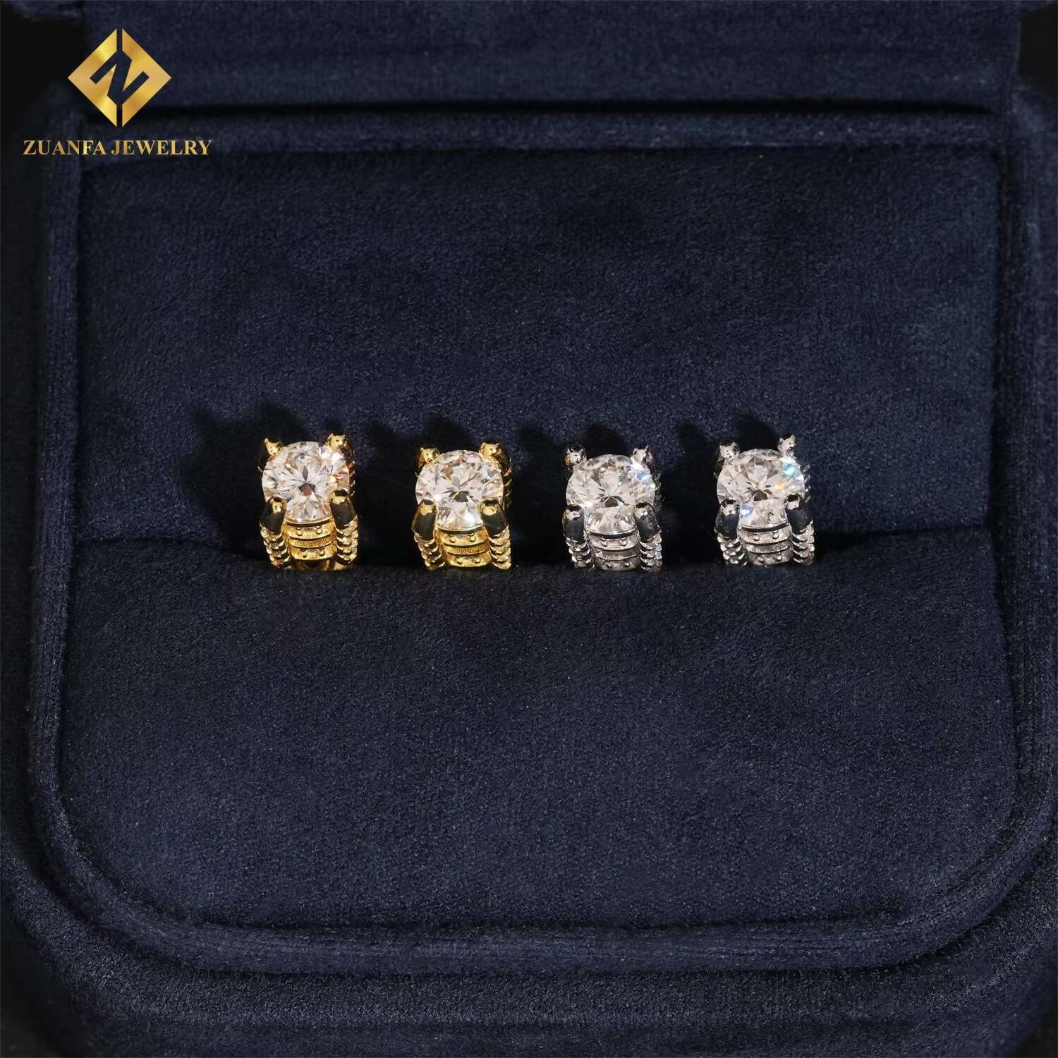 Pass Diamond Tester Ear Studs 5mm VVS Moissanite Diamond 4 Prong 925 Silver Screw Back Hip Hop Jewelry Iced Out Earrings