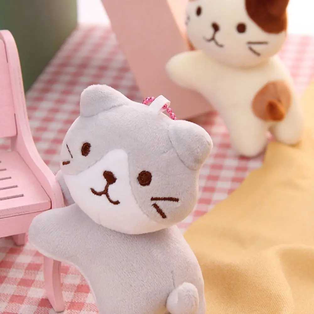 Cute cat plush keychain pendant backpack charm Korean style curved head kitten keychain plush cartoon doll pendantXJ250409
