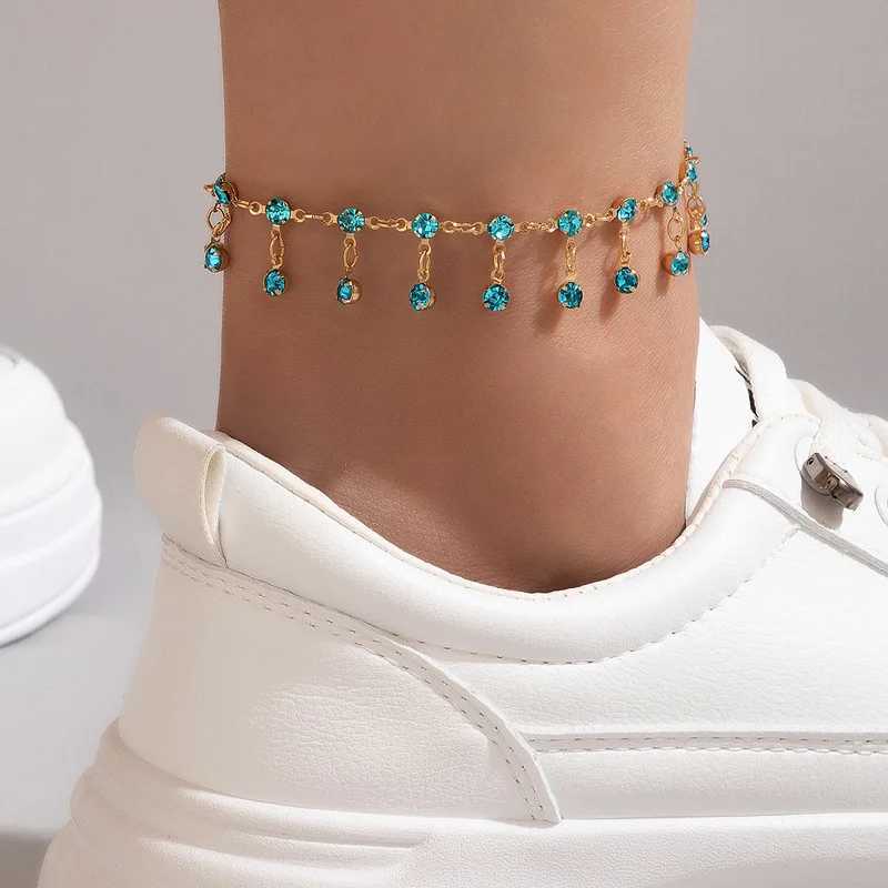 Rhinestones Tassel Anklets for Women Summer Beach Accessories Bohemia Bracelet On The Foot Fashion Anklet Simple Jewelry Female Z250408