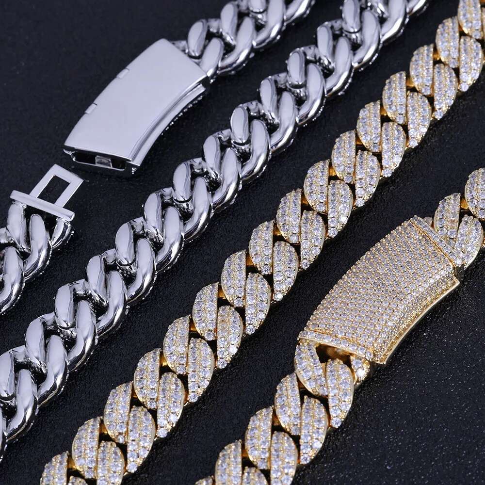 2024 Fashion Hip Hop 5A+ CZ Stone Bling Iced Out 13mm Cuban Link Chain Necklace for Men Rapper Jewelry