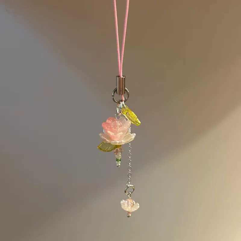 Pink Lotus Phone Charm Handmade Keychain Accory CuteXJ250409