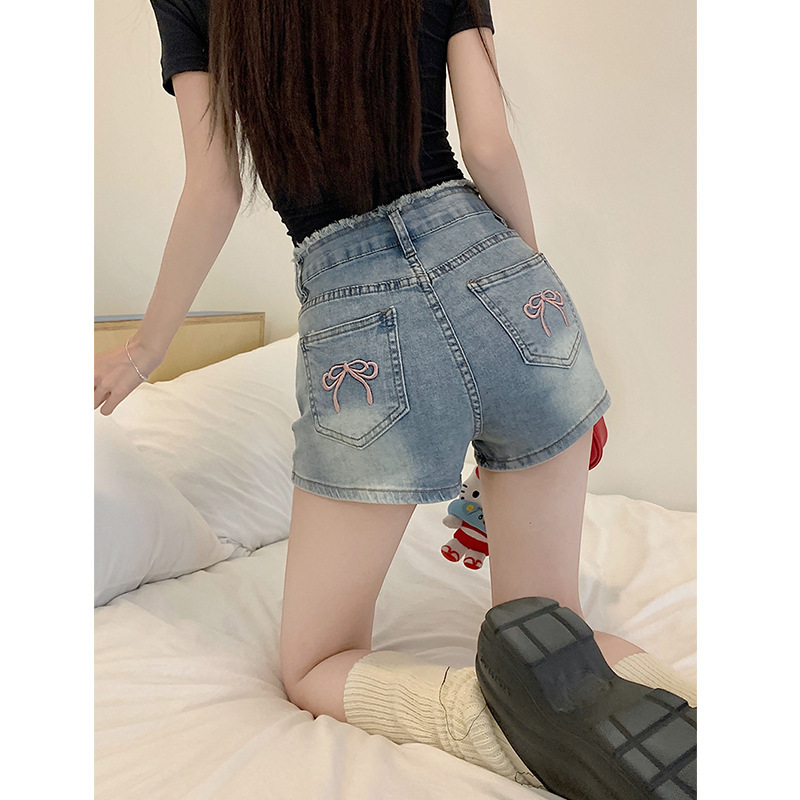 2025S Designer Shorts For Women Summer New Elastic Denim Shorts For Women Thin Large Size High Waist Slim Look A Line Straight Tube Wide Leg Hot Pants