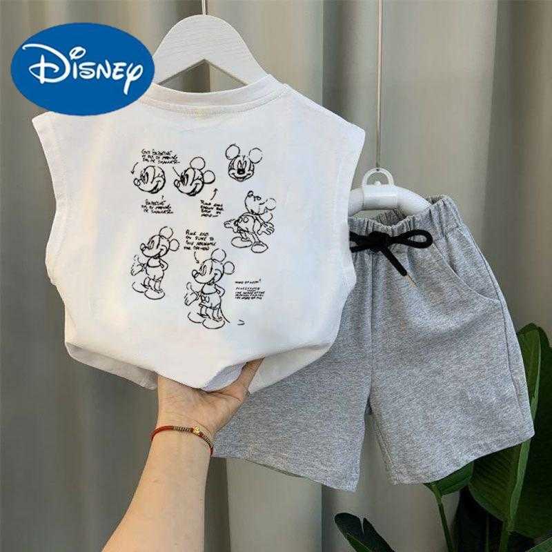 Disney Childrens set round neck childrens clothing camisole summer clothes boys top casual summer sleeveless boys cartoon anime vestXJ250409