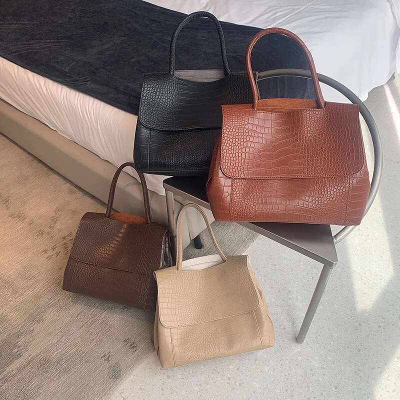 Designer Crocodile Pattern Women Handbag Large Capacity Shoulder Bags For Female Casual Totes Pu Leather Messenger Bag