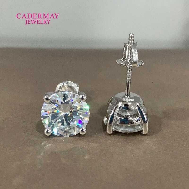 High Quality 4 Prongs Screw Back 10mm 4ct D VVS1 Moissanite Diamond Earrings Stud 925 Sliver Moissanite Earrings For Women Men