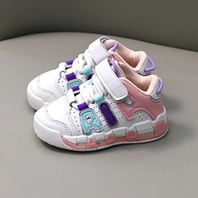 Free Shipping 2025 Children's High Top B-ball Shoes, Big Air Cushion Shock Absorbing Sneakers, Unisex Boys Girls Casual Wear