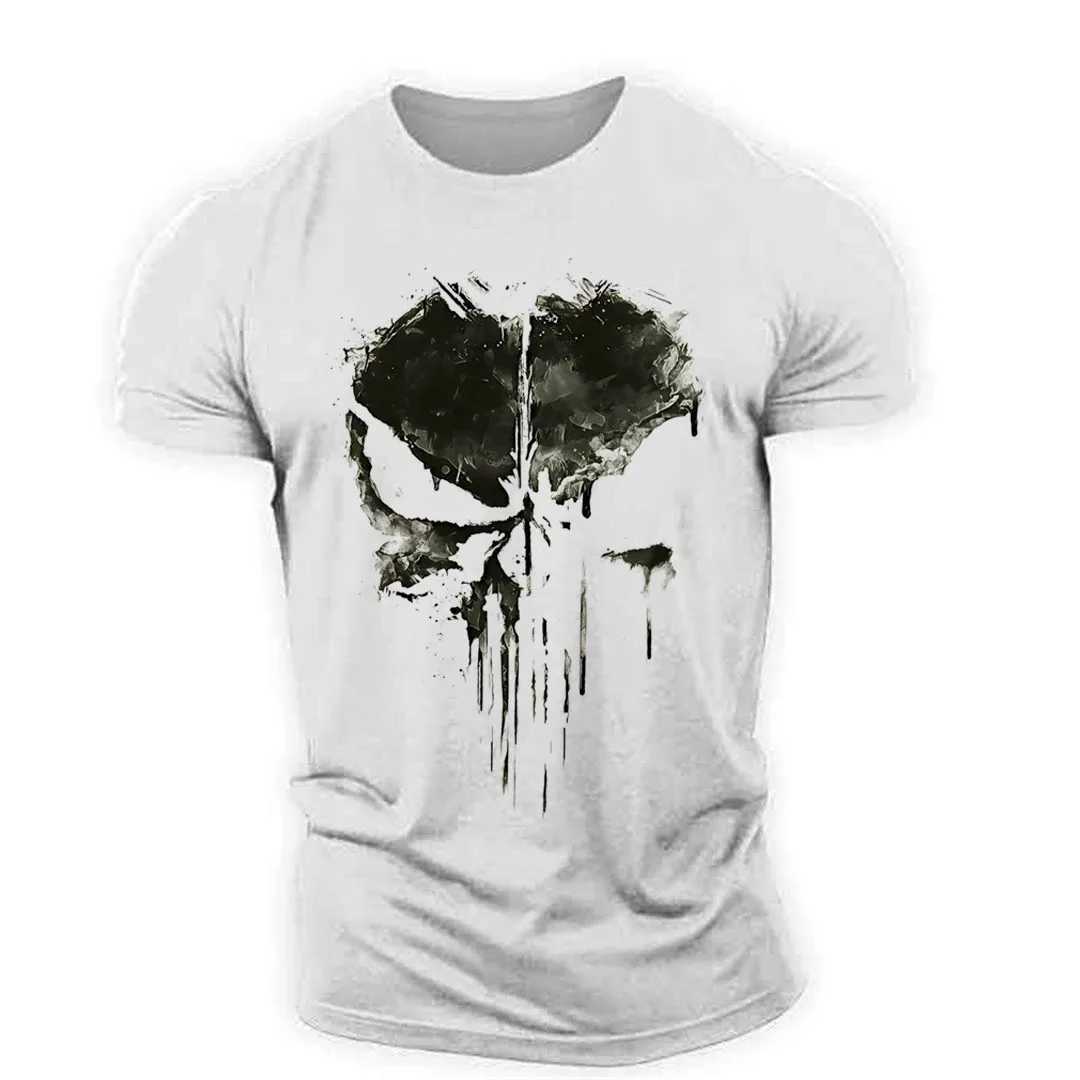 Punishment Skeleton Mens T-shirt Harajuku Street Top Fitness Sweatshirt Elastic Breathable Super Large Mens ClothingXJ250409