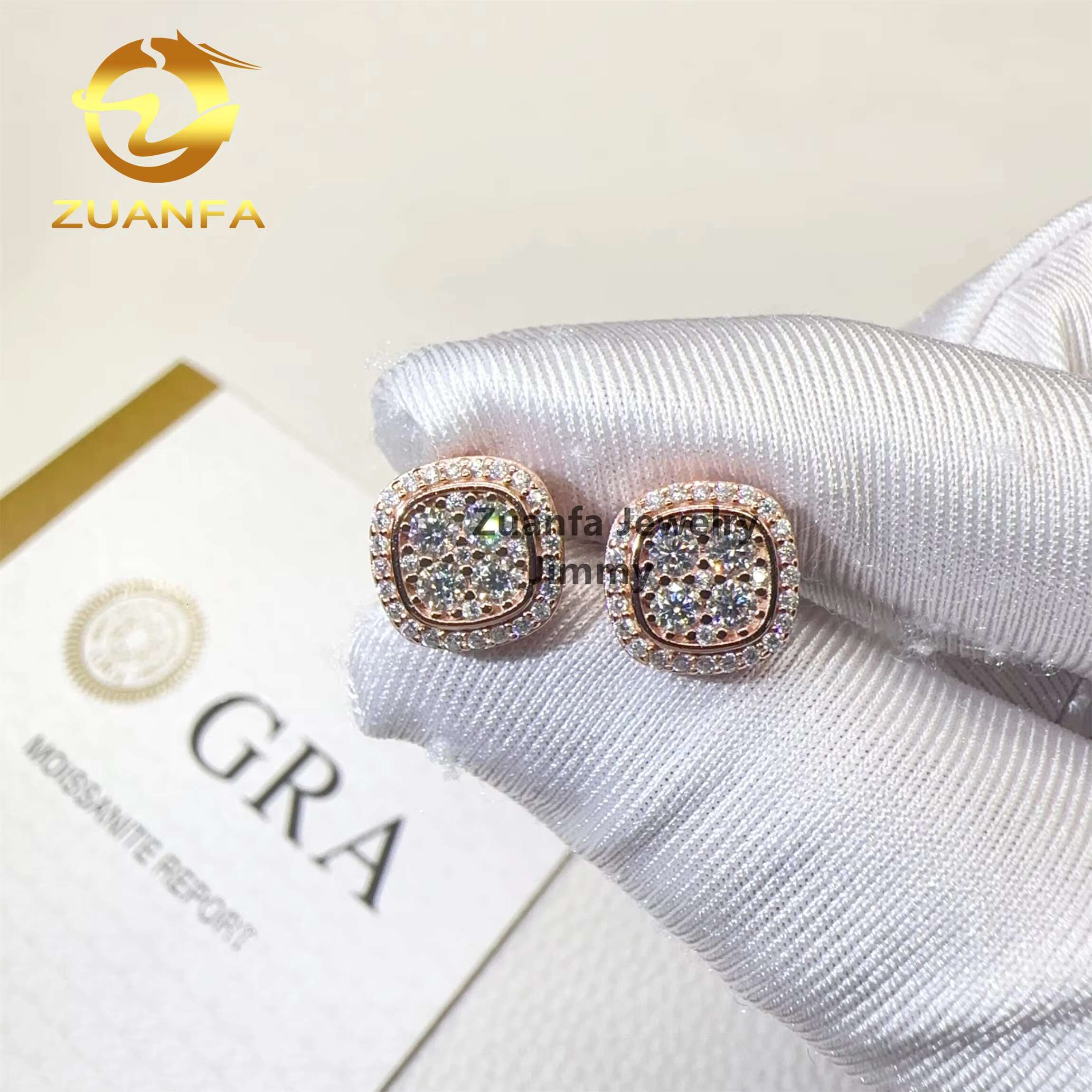 Wholesale Lowest Price GRA Certificates Iced Out Hip Hop 925 Silver Flawless Moissanite Diamond Stud Earrings Men