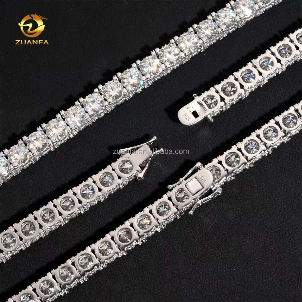 Bulk Stock New Arrivals Hot Selling Iced Out Hip Hop 925 Silver VVS1 5mm 6.5mm Moissanite Diamond Cluster Tennis Chain Bracelet