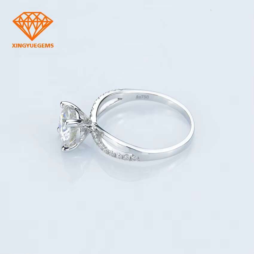 Superior Quality 18k White Gold Jewelry/Jewellery Four Clow Round Moissanite Wedding Rings for Woman