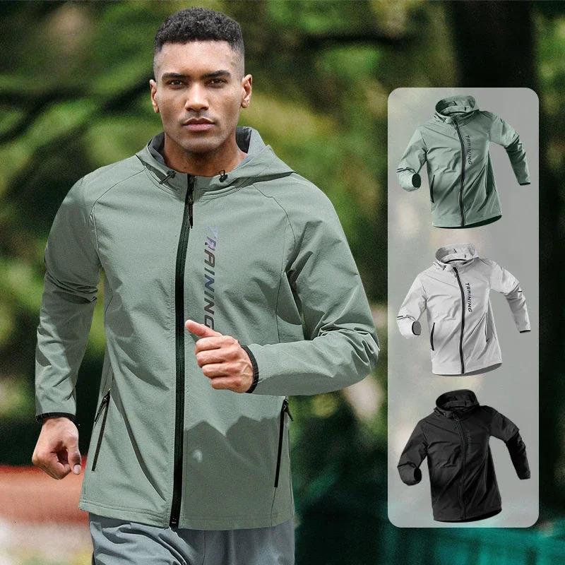 Mens Running Jacket Windproof Sports Training Coat Spring and Autumn Waterproof Quick drying Rainproof Bicycle 250409