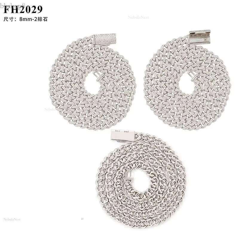 Hot Sale 8mm GRA Certified Moissanite Dia chain Sier 6 78inches 16 18 20 24 inches moissanite Cuban Necklace