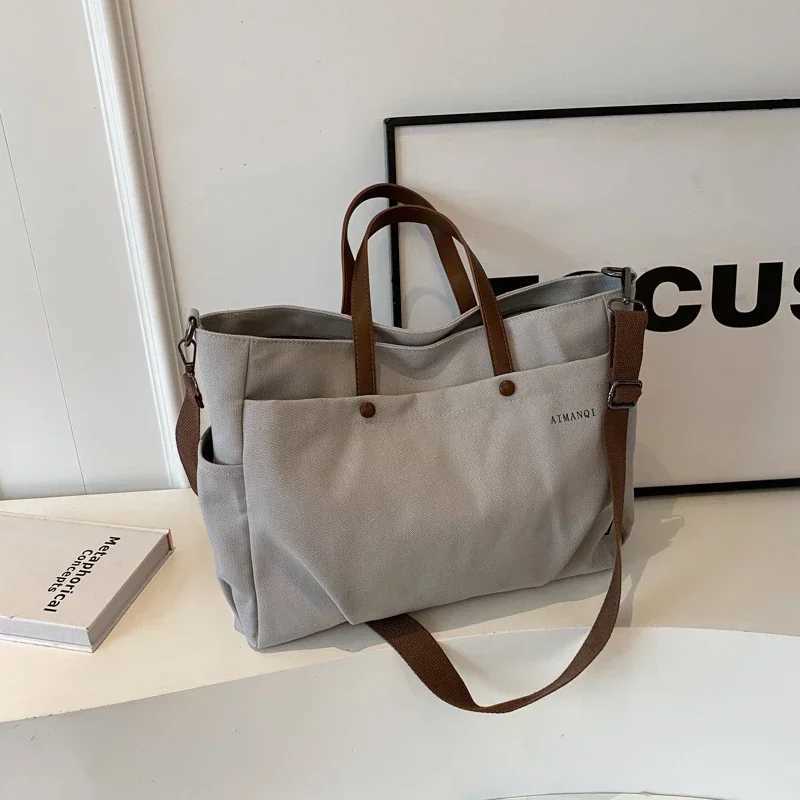 Sewing Thread Large Capacity Canvas Wens Tote Bags Zipper Versatile Ladies Crossbody Bags 2025 New Solid Bolsas Femini Z250409