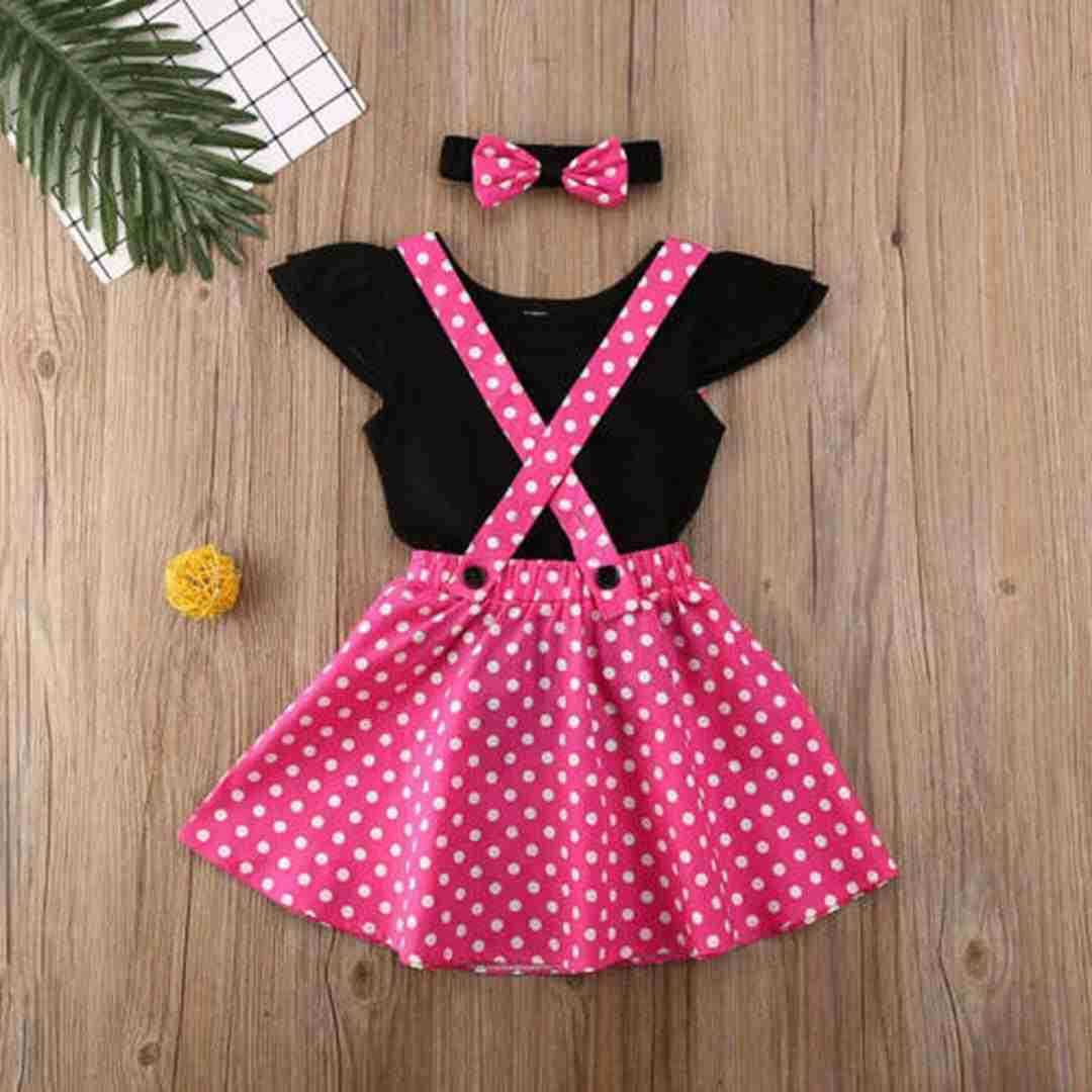 Disney Summer girls dress Minnie princess dress suspender dress baby dress polka dot western-style setXJ250409