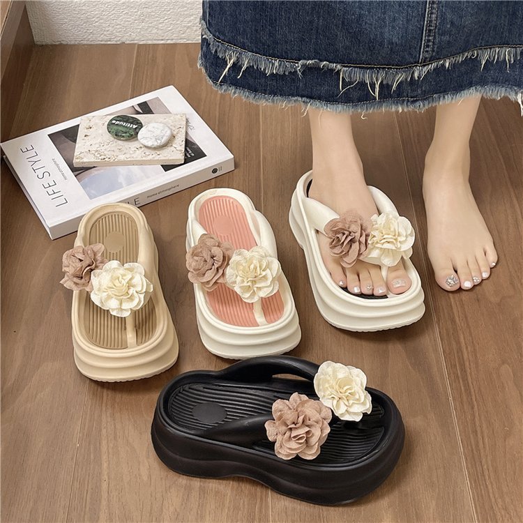 Women's 2025 summer new super soft platform flip-flops platform flower beach shoes flip-flops flip-flops for external wear