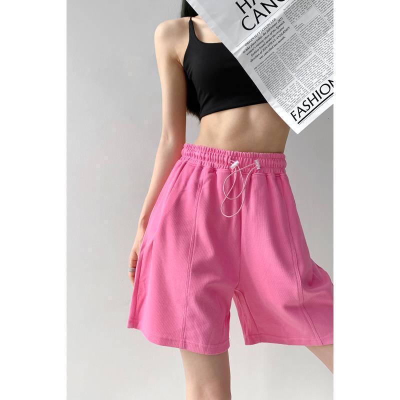 2025S Women s Designer Shorts Summer Spicy Street Slimming Sports Hot Pants Slimming Elastic Waist Loose 1/5 Casual Straight Middle Pants Fashion Beac