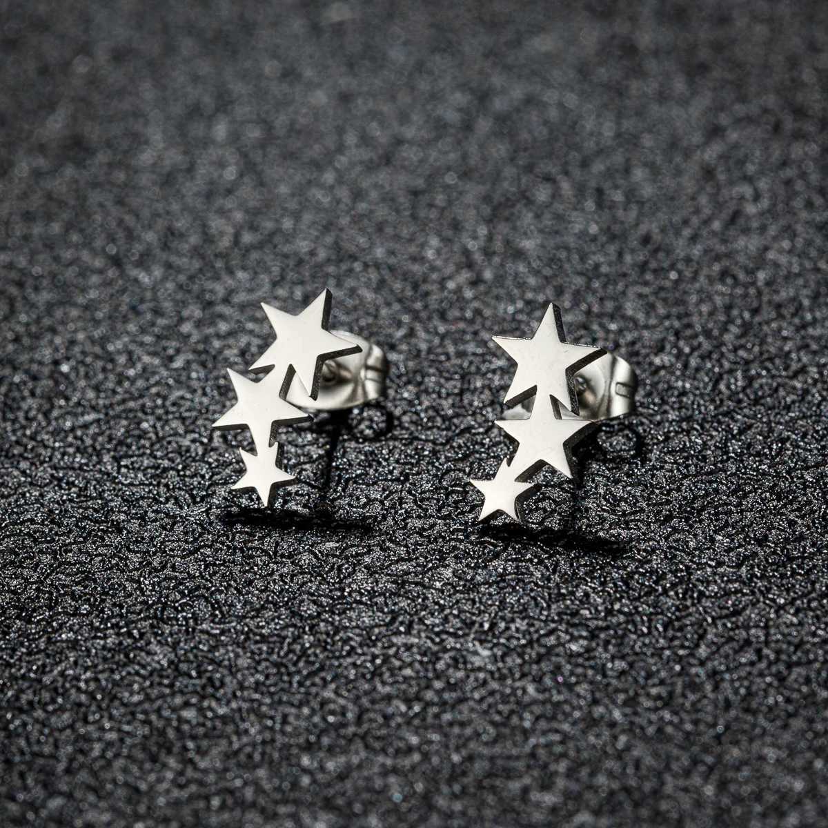 Fashion Stainless Steel Earrings Small Cute Triple Star Stud Earrings Punk Piercing Earing Womens Starry Minimalist Jewelry Z250408