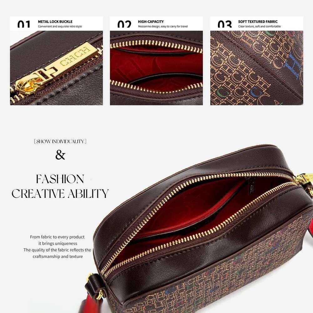 Classic Handbag Fashionable Designer Women's Square PVC Printed Shoulder Bag