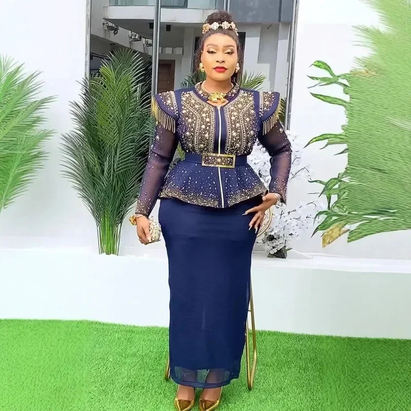 Spring African Womens Clothing 2piece Top and Skiwear Dashiki Ankara Set Dress Plus Wedding Party 250409
