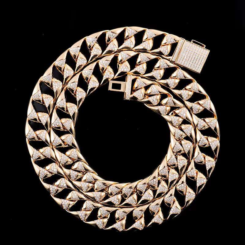 Custom Gold Cuban Link Chain Lab Grown Diamond Ice Out Moissanite Gold Plated Necklace Hip Hop Party Jewelry