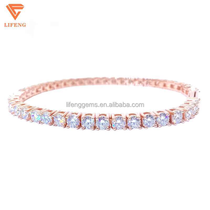 Hip-Hop VVS Moissanite Tennis Chain Bracelet for Men Full Iced Out Jewelry Gift Mossanite Tennis Chains Braceletes